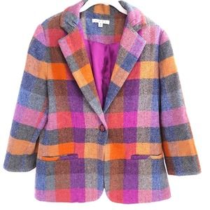 CAbi 927 Bright Plaid Wool Blend Jacket | 8